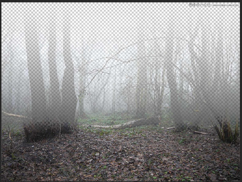 Photoshop合成恐怖氛围的森林人像场景,PS教程,图老师教程网