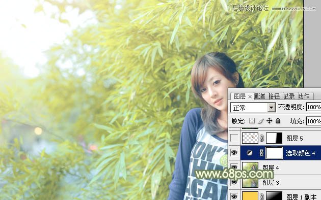 Photoshop调出竹林美女淡淡的日系效果,PS教程,图老师教程网