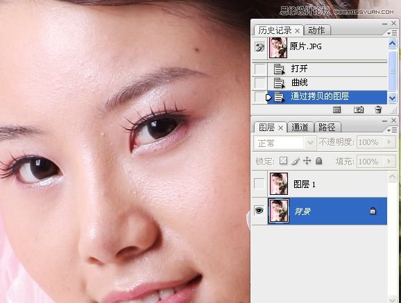 Photoshop使用简单方法给美女人像磨皮,PS教程,图老师教程网