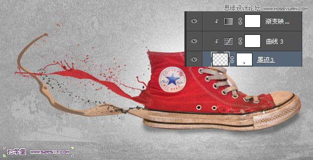 Photoshop设计时尚喷溅效果的运动鞋,PS教程,图老师教程网