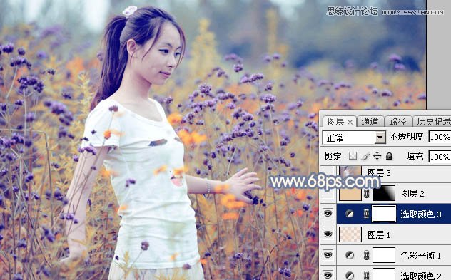 Photoshop调出花园人像照片梦幻紫色调,PS教程,图老师教程网
