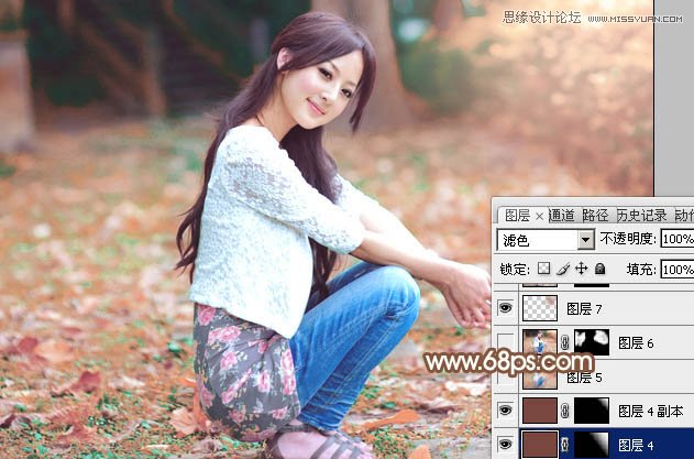 Photoshop调出外景女孩唯美的淡红色调,PS教程,图老师教程网