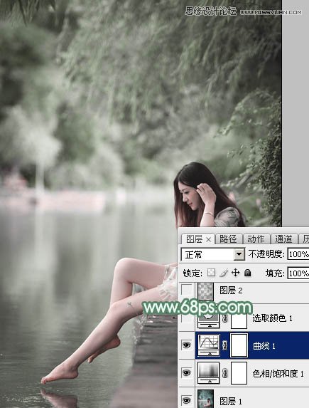 Photoshop调出河边美女唯美青色效果,PS教程,图老师教程网