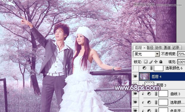 Photoshop调出婚纱照片梦幻紫色效果,PS教程,图老师教程网