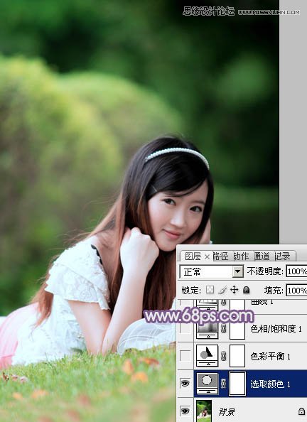 Photoshop调出草地可爱女孩梦幻紫色效果,PS教程,图老师教程网
