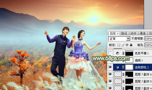 Photoshop合成秋季唯美的婚片效果图,PS教程,图老师教程网