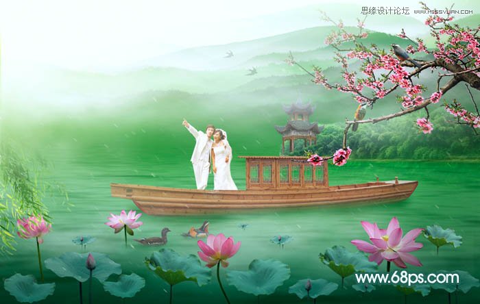 Photoshop合成唯美风格的中国风婚片教程,PS教程,图老师教程网