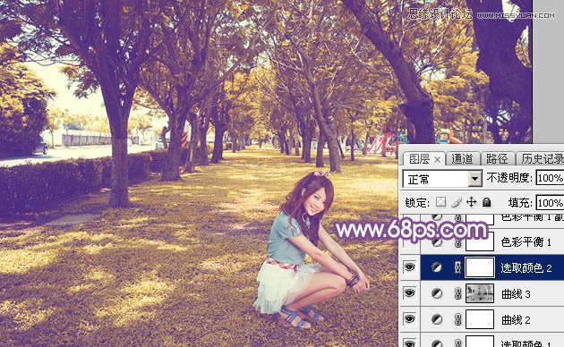 Photoshop调出公园美女唯美梦幻的紫色调,PS教程,图老师教程网