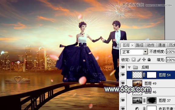 Photoshop合成绚丽城市背景的夜景婚片,PS教程,图老师教程网