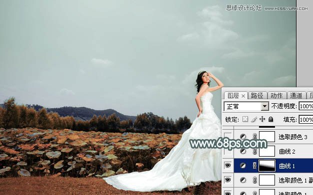 Photoshop调出外景婚片古典冷色效果,PS教程,图老师教程网