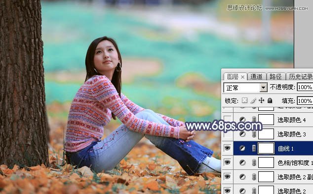 Photoshop调出树下女孩甜美的暖色调,PS教程,图老师教程网