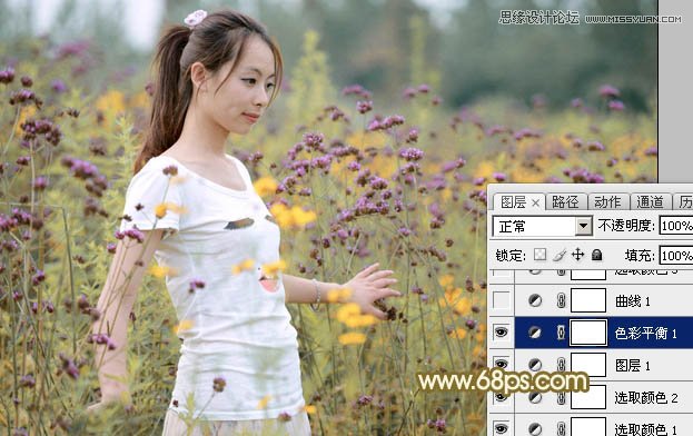 Photoshop调出花园女孩秋季淡黄色调,PS教程,图老师教程网