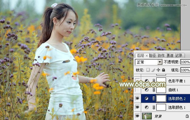 Photoshop调出花丛美女淡淡的柔色效果,PS教程,图老师教程网