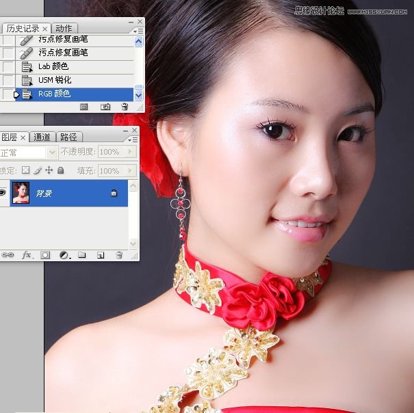Photoshop使用手工给美女人像精修磨皮,PS教程,图老师教程网