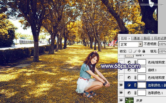 Photoshop调出公园美女绚丽光线效果图,PS教程,图老师教程网