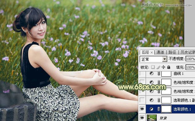 Photoshop调出草地美女古典暗色效果,PS教程,图老师教程网