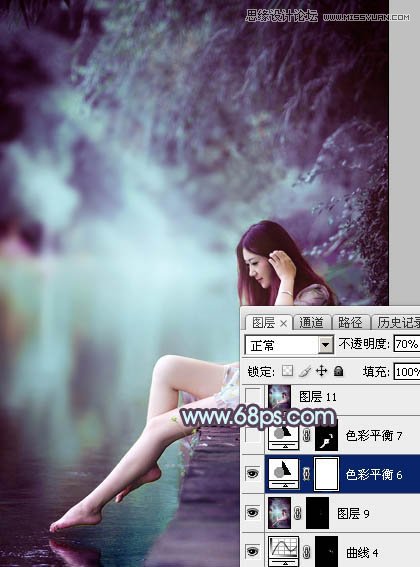 Photoshop调出河边美女照片梦幻紫色效果,PS教程,图老师教程网