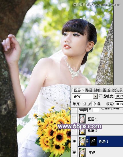 Photoshop调出穿婚纱新娘梦幻紫色调,PS教程,图老师教程网