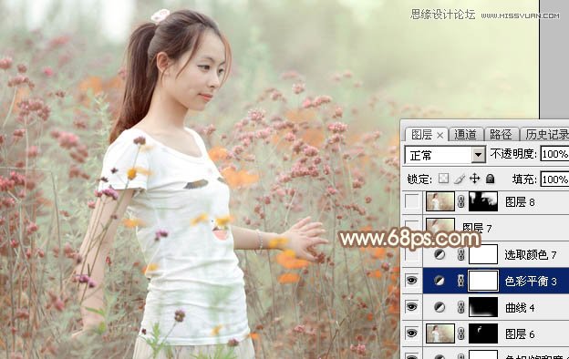 Photoshop调出鲜花里美女照片暖色效果,PS教程,图老师教程网
