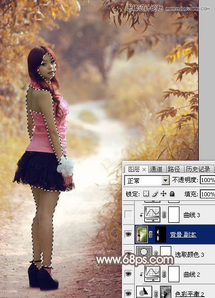Photoshop调出公园美女秋季淡黄色调,PS教程,图老师教程网