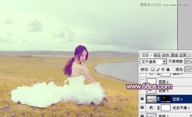 Photoshop调出外景婚片紫色唯美效果图,PS教程,图老师教程网