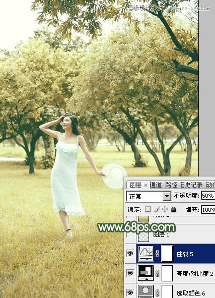 Photoshop调出夏季公园女孩怀旧效果,PS教程,图老师教程网