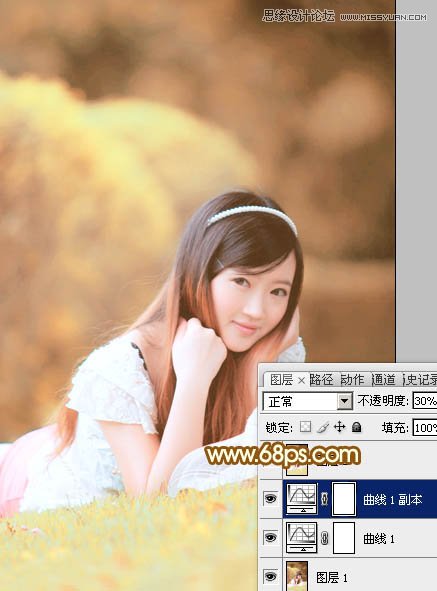 Photoshop调出可爱美女秋季淡黄色调,PS教程,图老师教程网