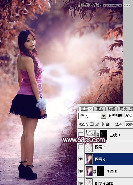Photoshop调出春季外景女孩梦幻紫色调,PS教程,图老师教程网