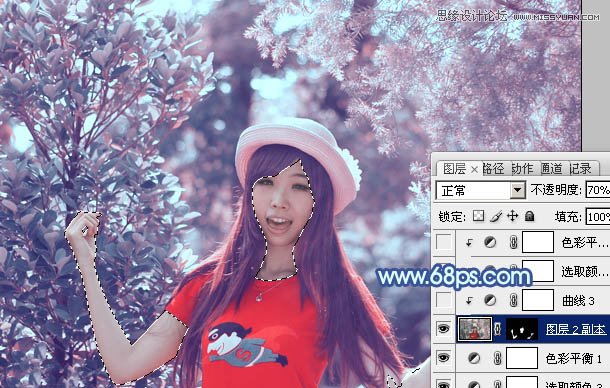 Photoshop调出林中美女梦幻的紫色效果,PS教程,图老师教程网