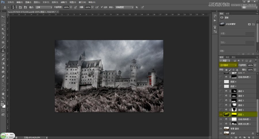 Photoshop调出城堡照片哥特式恐怖场景,PS教程,图老师教程网
