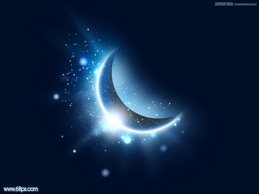 Photoshop绘制蓝色梦幻星光装饰的月亮,PS教程,图老师教程网