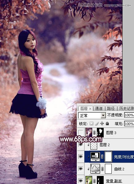 Photoshop调出春季外景女孩梦幻紫色调,PS教程,图老师教程网