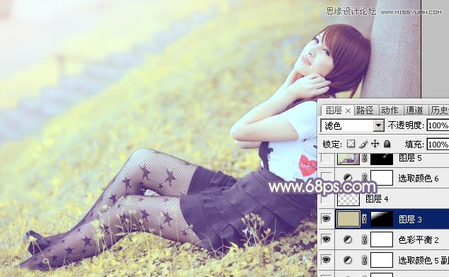 Photoshop调出公园美女梦幻紫色肤色效果,PS教程,图老师教程网