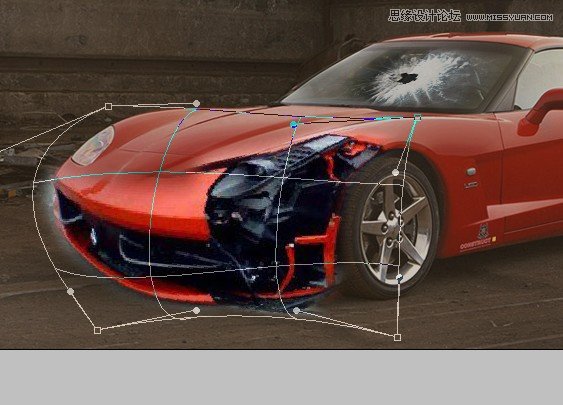 Photoshop打造逼真的红色跑车破旧效果教程,PS教程,图老师教程网