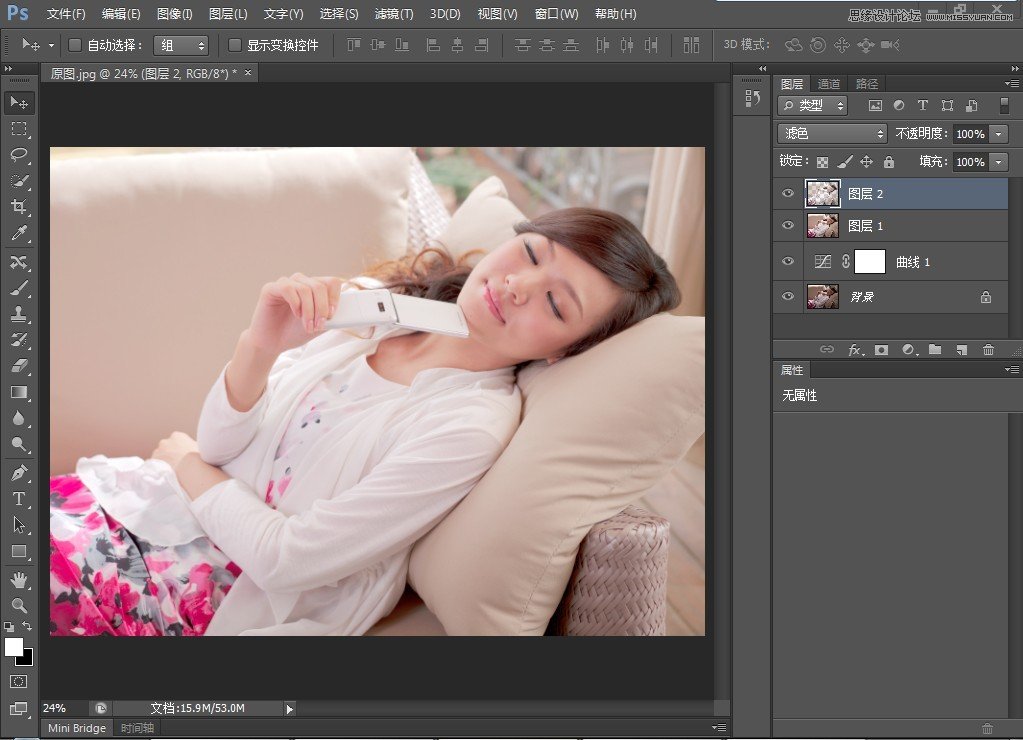 Photoshop CS6调出清新柔美的美女私房照,PS教程,图老师教程网