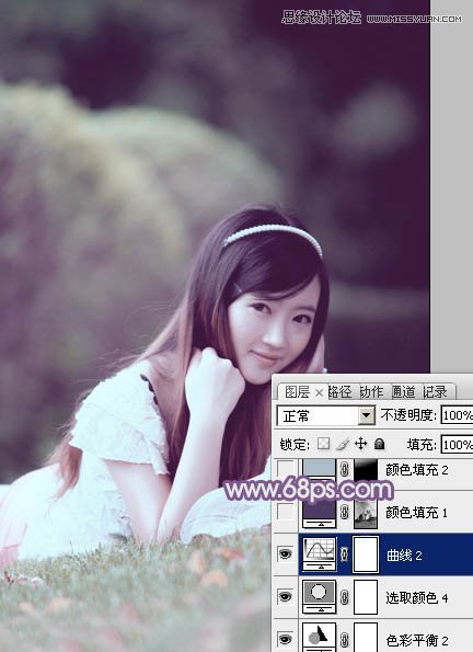 Photoshop调出草地可爱女孩梦幻紫色效果,PS教程,图老师教程网