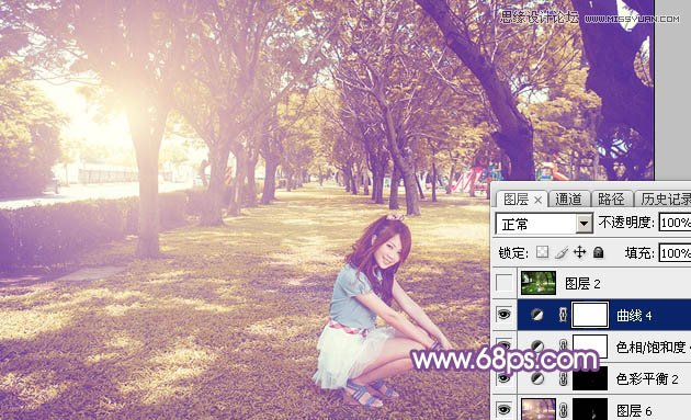 Photoshop调出公园美女唯美梦幻的紫色调,PS教程,图老师教程网