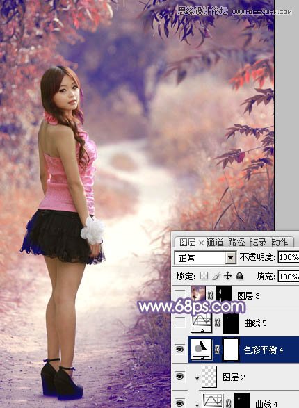 Photoshop调出路边美女梦幻紫色效果,PS教程,图老师教程网