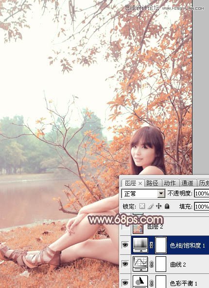 Photoshop给河边女孩添加漂亮的粉色效果图,PS教程,图老师教程网