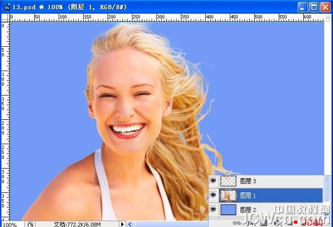 Photoshop抠图教程：通道抠色差较大的发丝,PS教程,图老师教程网