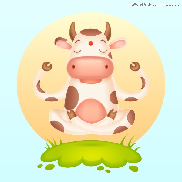 Illustrator绘制可爱的插画奶牛效果图,PS教程,图老师教程网