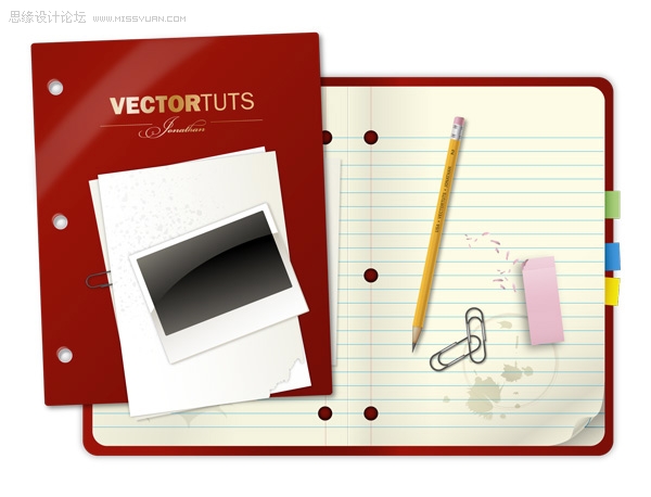 Illustrator绘制漂亮的矢量风格笔记本,PS教程,图老师教程网