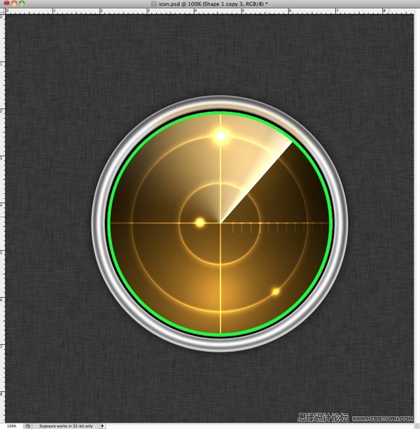 Photoshop绘制MAC风格的雷达图标,PS教程,图老师教程网