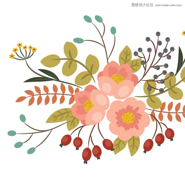 Illustrator绘制复古典雅风格的花朵花藤,PS教程,图老师教程网