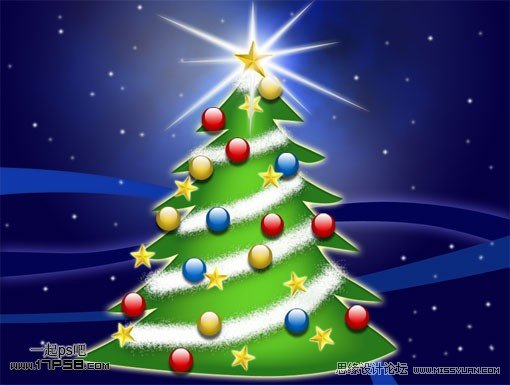 Photoshop绘制矢量风格的圣诞树,PS教程,图老师教程网