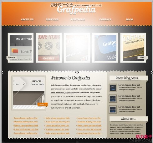 Photoshop设计橙黄风格的Wordpress主题,PS教程,图老师教程网