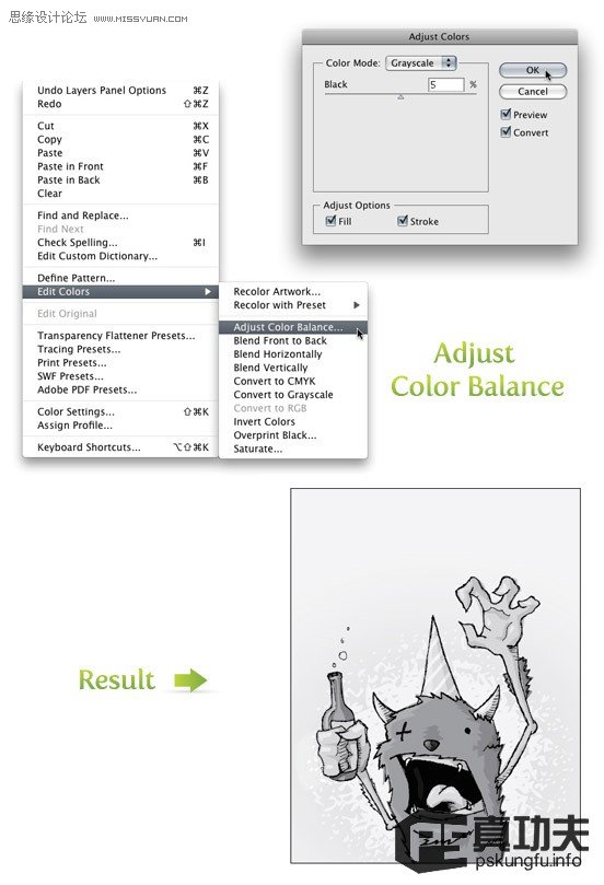 Illustrator中四种把彩色图像转化为灰度的方法,PS教程,图老师教程网