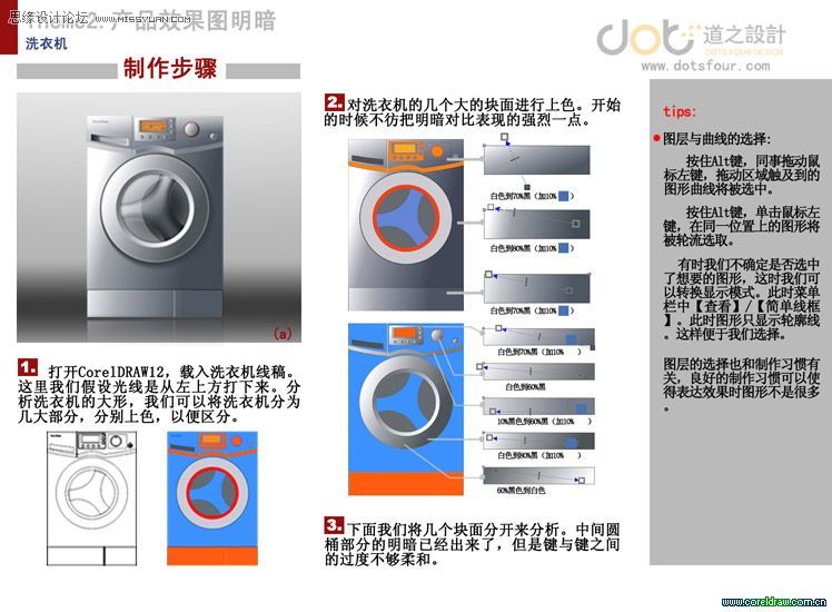 CorelDRAW工业产品绘画之洗衣机绘制过程,PS教程,图老师教程网
