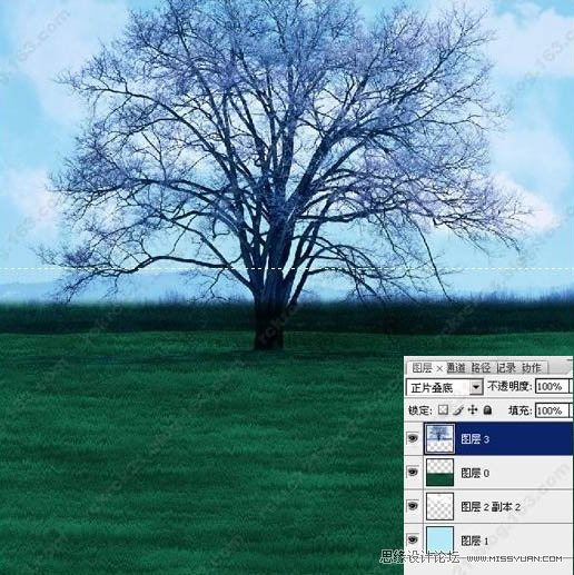Photoshop调出古树图片梦幻的彩虹色,PS教程,图老师教程网