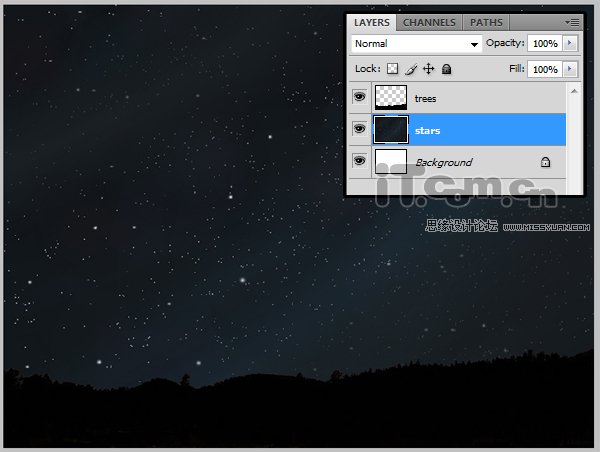 Photoshop绘制夜空中漂亮的极光效果,PS教程,图老师教程网